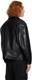 Lownn Black Relaxed Fit Faux-Leather Jacket