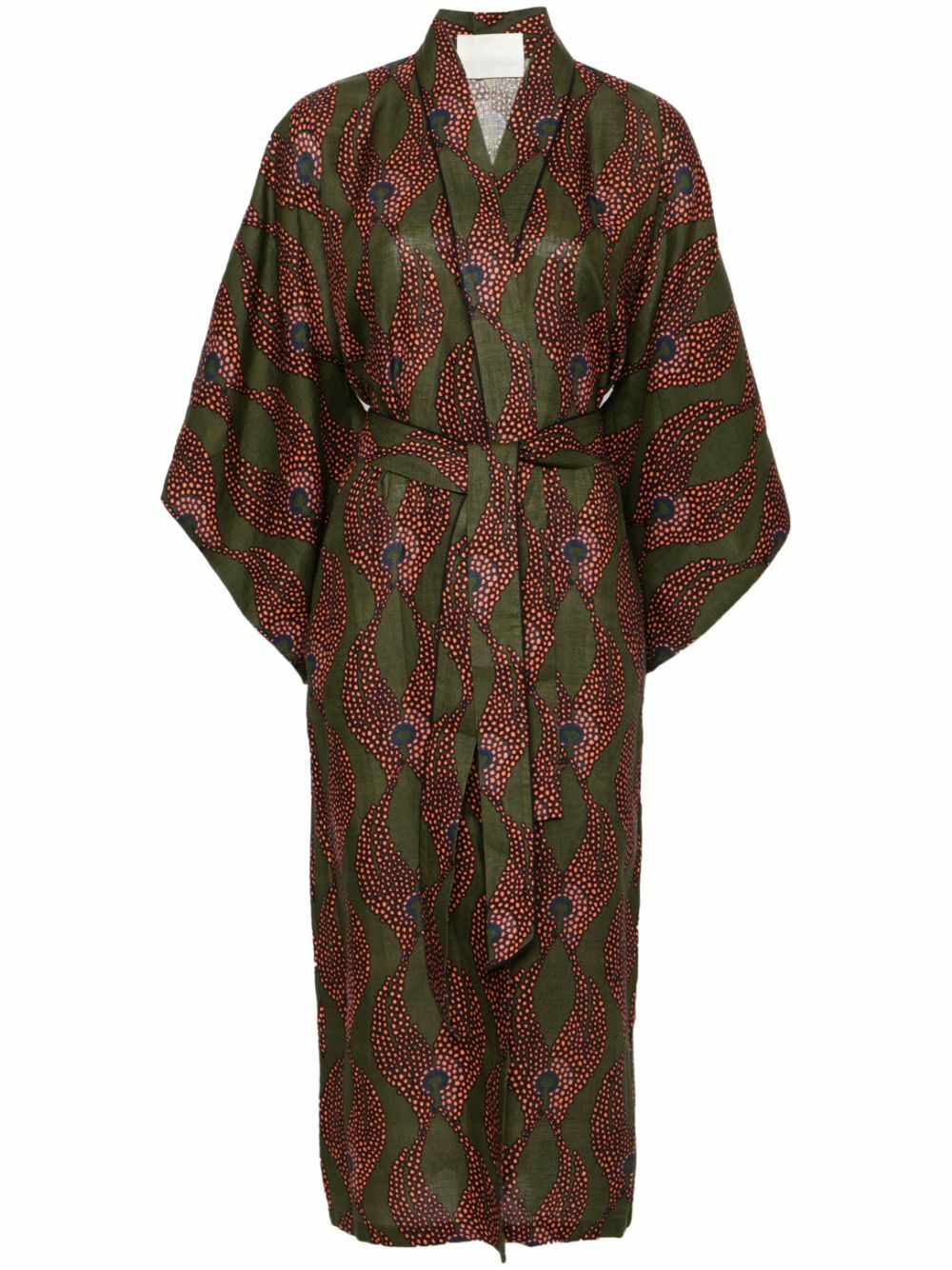 Maison La Plage Green Ravello Belted Linen Dress