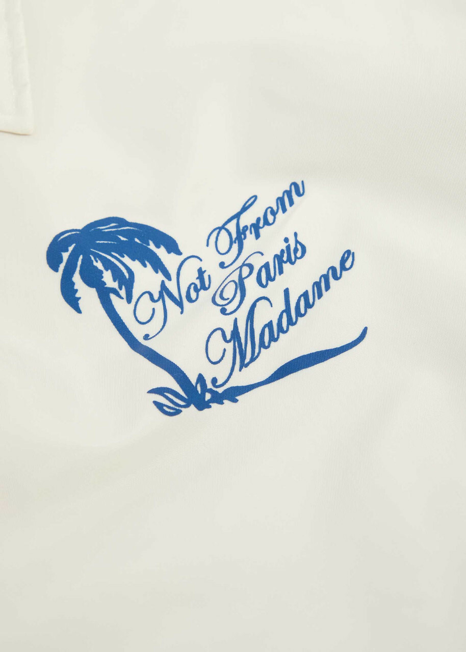 DRÔLE DE Monsieur Veste Slogan Palmier Printed Jacket Off White