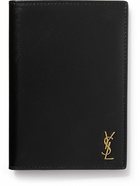 SAINT LAURENT - Cassandre Logo-Embellished Glossed-Leather Passport Cover