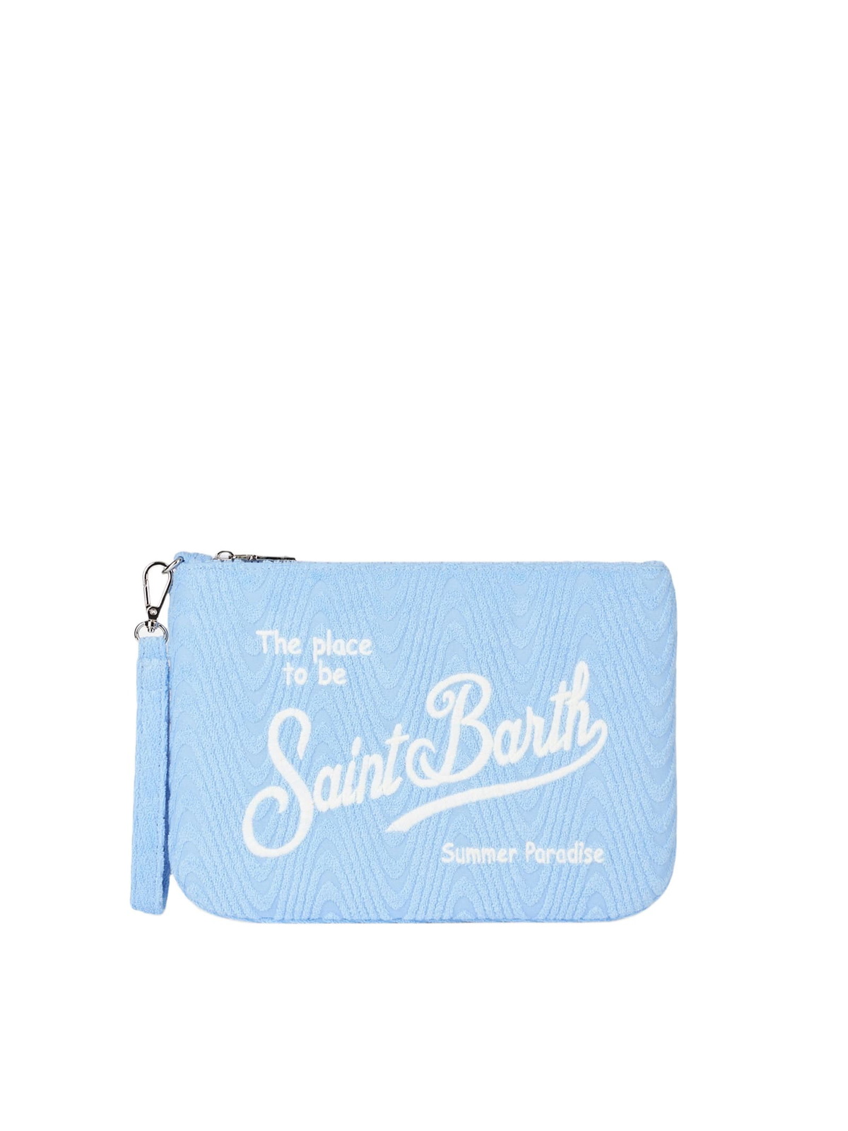 MC2 Saint Barth Light Blue Terry Embossed Parisienne Sponge Pouch Bag