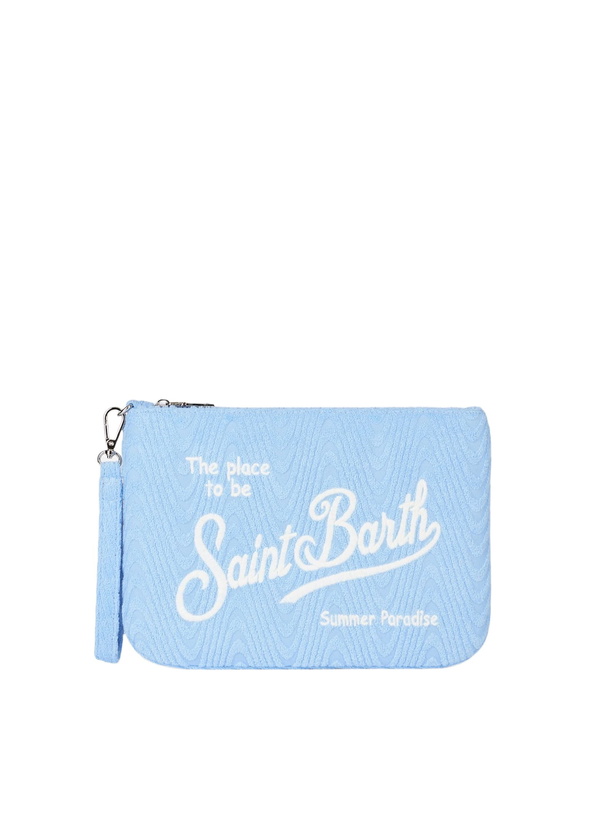 Photo: MC2 Saint Barth Light Blue Terry Embossed Parisienne Sponge Pouch Bag