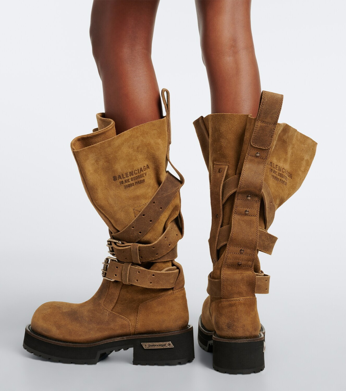 Balenciaga Venom suede biker boots