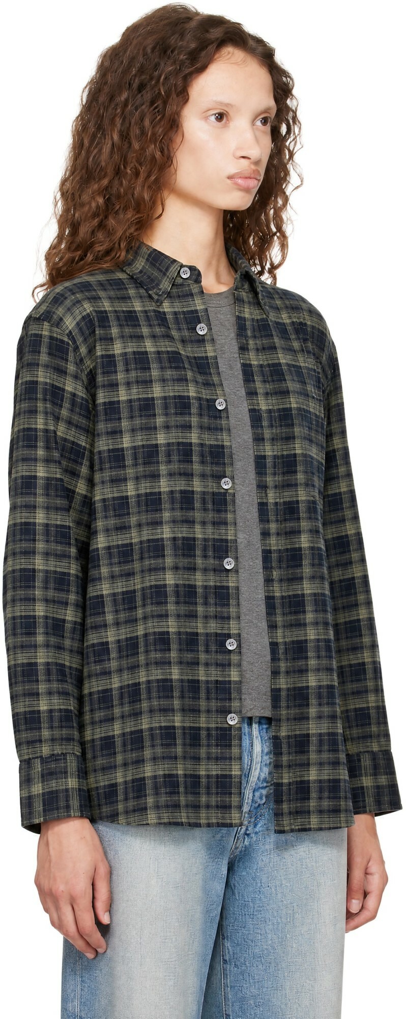 Dunst Navy Checked Flannel BD Shirt