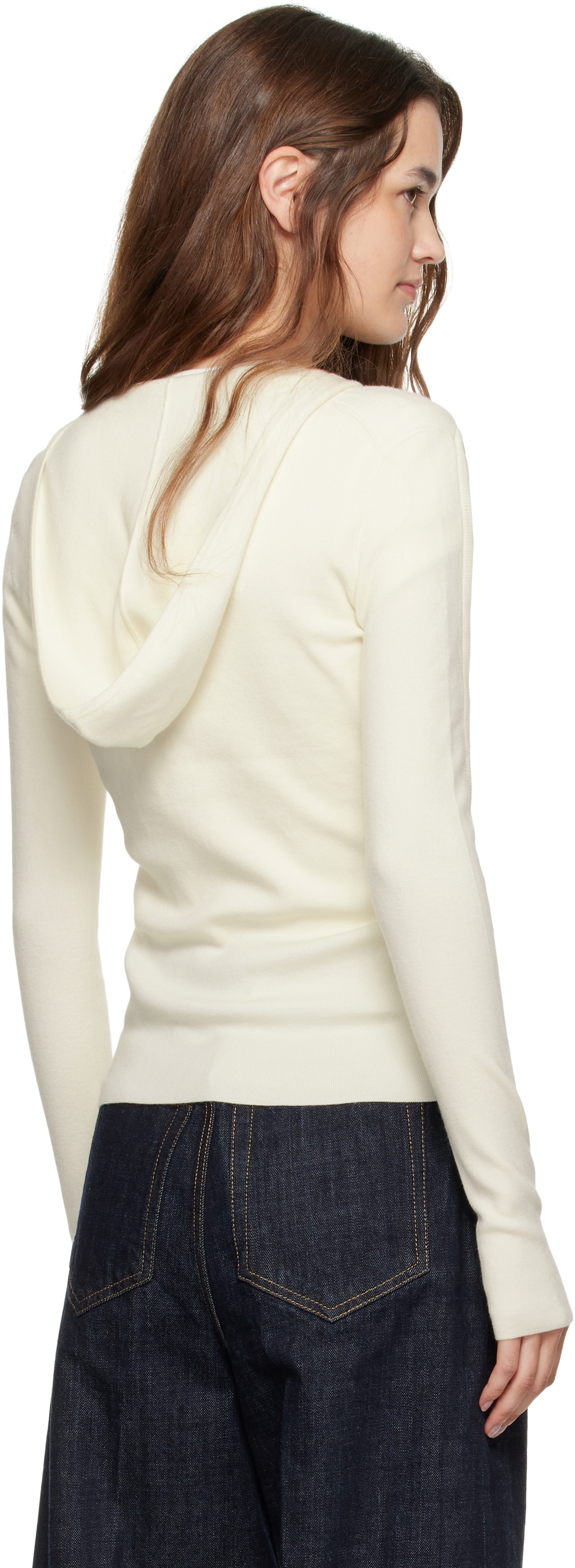 Victoria Beckham Beige Piping Detail Hoodie