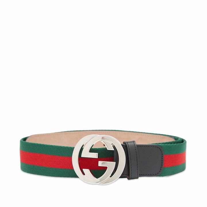 Photo: Gucci Men's GG Interlock Webbing Belt in Green/Red/Black