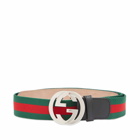 Gucci Men's GG Interlock Webbing Belt in Green/Red/Black