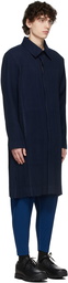 Homme Plissé Issey Miyake Navy Wool Like Coat