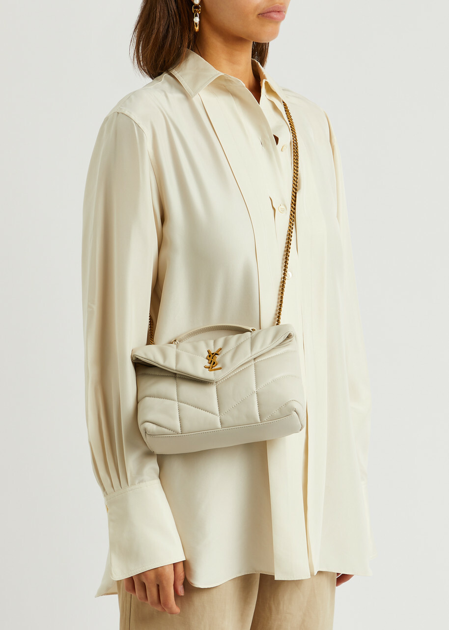 Saint Laurent Puffer Toy Quilted Shoulder Bag, Leather Bag, White - One Size