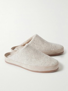 Mulo - Suede-Trimmed Shearling-Lined Recycled Wool Slippers - Neutrals