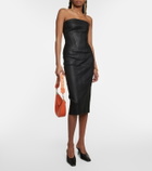 Stouls Gio strapless leather midi dress
