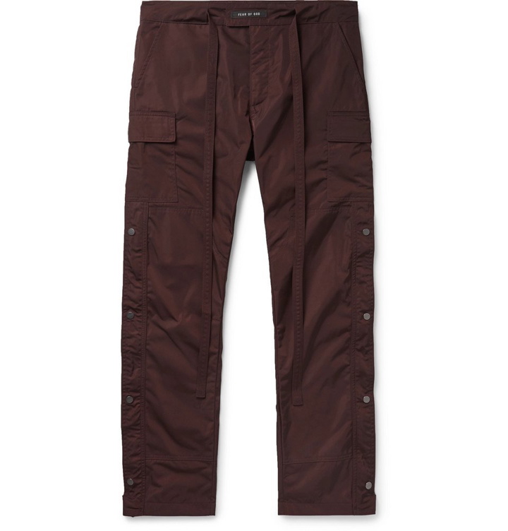 Photo: Fear of God - Belted Nylon Cargo Trousers - Burgundy