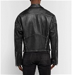 AMIRI - Cropped Distressed Leather Biker Jacket - Black