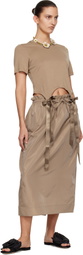 Simone Rocha Tan Gathered Waist Tulip Midi Skirt
