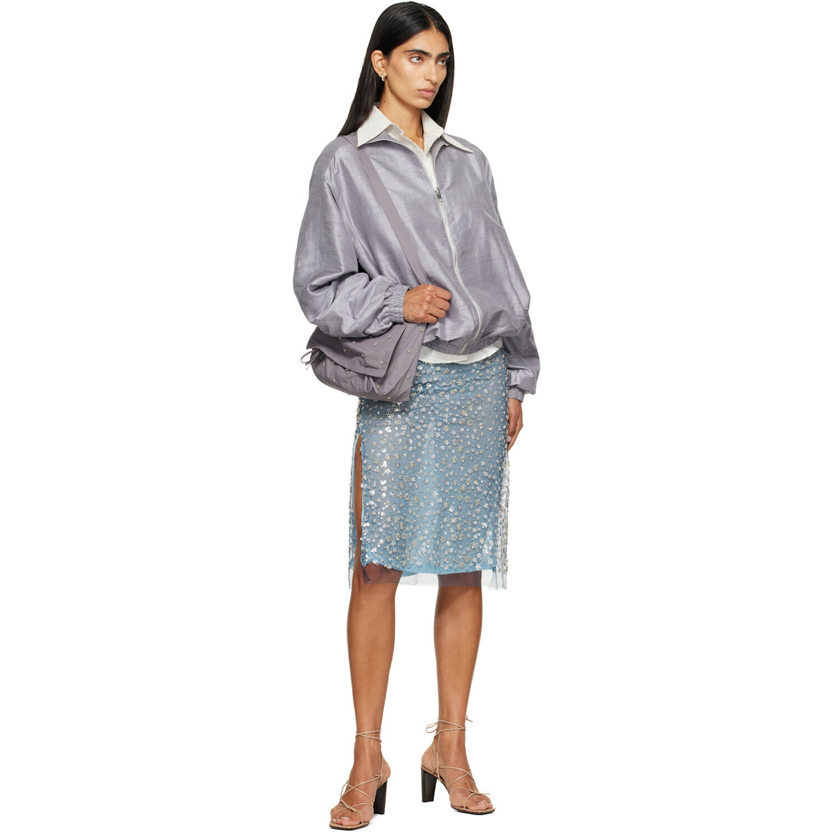 RESCHA SSENSE Exclusive Blue Galaxy Midi Skirt