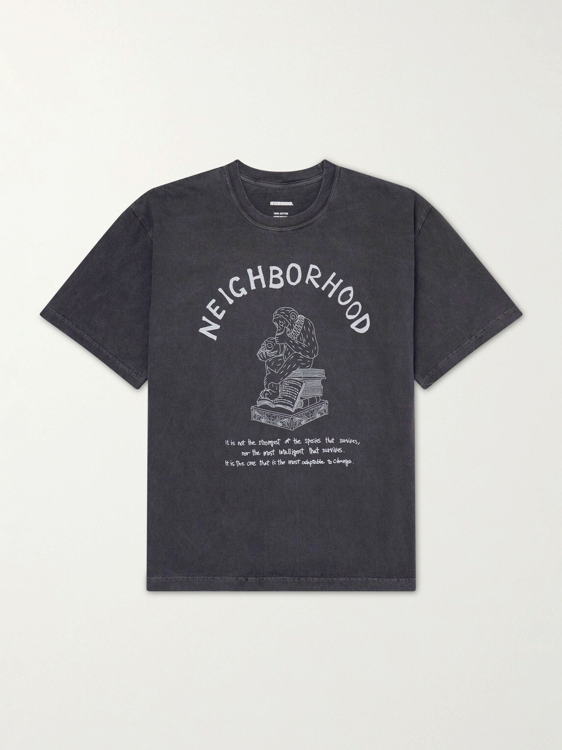 Neighborhood - Printed Cotton-Jersey T-Shirt - Gray