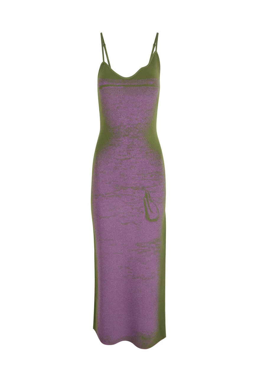 PH5 Flash Light Reflective Stretch-knit Midi Dress Lilac