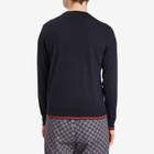 Gucci Men's Fine Gauge Wool Crew Neck Knit in Ink/Green/Red