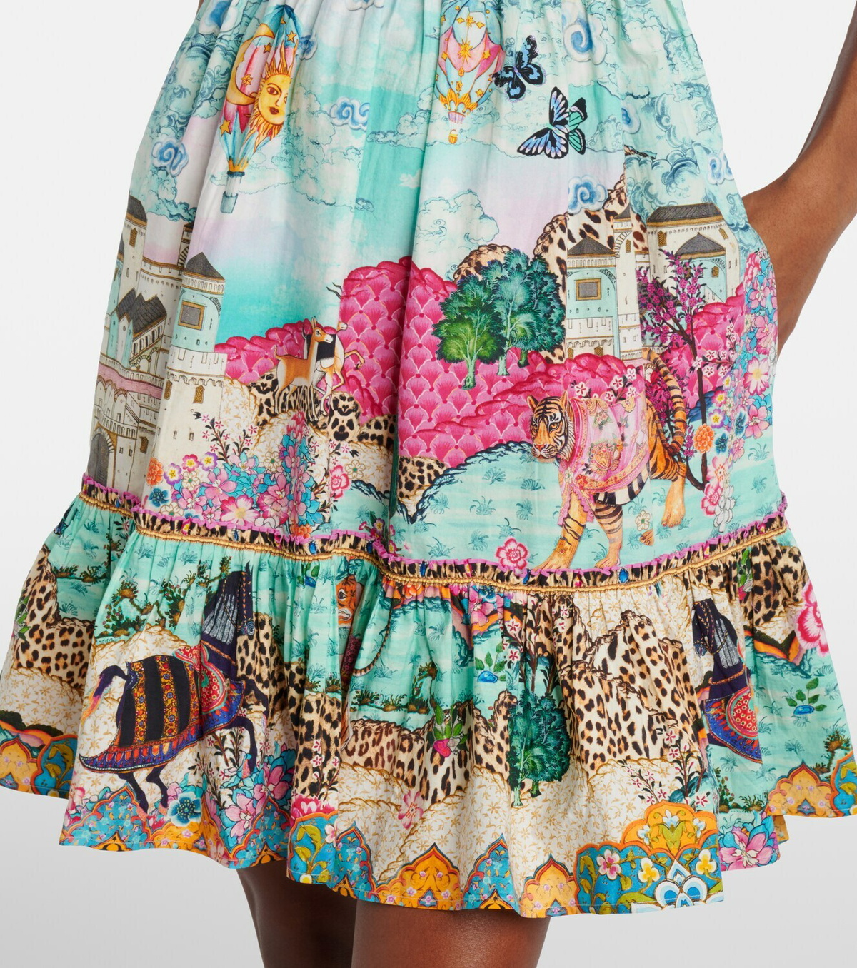 Camilla Gathered printed cotton minidress