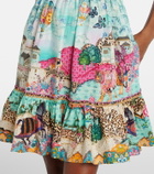 Camilla Gathered printed cotton minidress