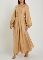 Zimmermann Mohon Charm-effect Silk Midi Dress Beige