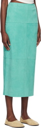 AURALEE Blue Lamb Suede Midi Skirt