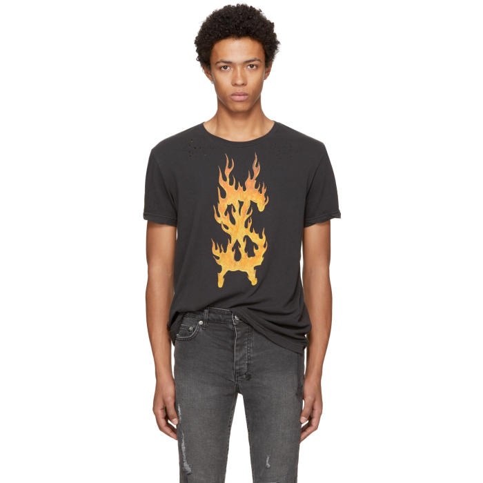 Ksubi Black Travis Scott Edition Flaming Dollar T-Shirt