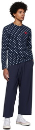 COMME des GARÇONS PLAY Navy Polka Dot Heart Patch T-Shirt