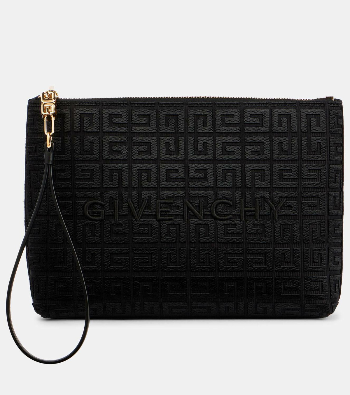 Givenchy 4G embroidered leather-trimmed canvas pouch