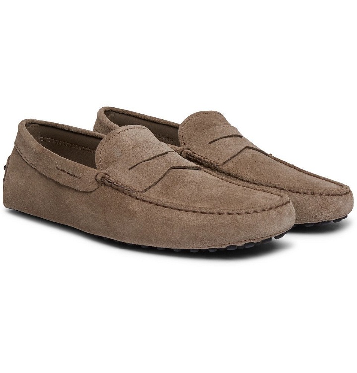 Photo: Tod's - Gommino Suede Driving Shoes - Men - Mushroom