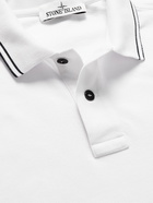 Stone Island - Logo-Appliquéd Stretch-Cotton Piqué Polo Shirt - White