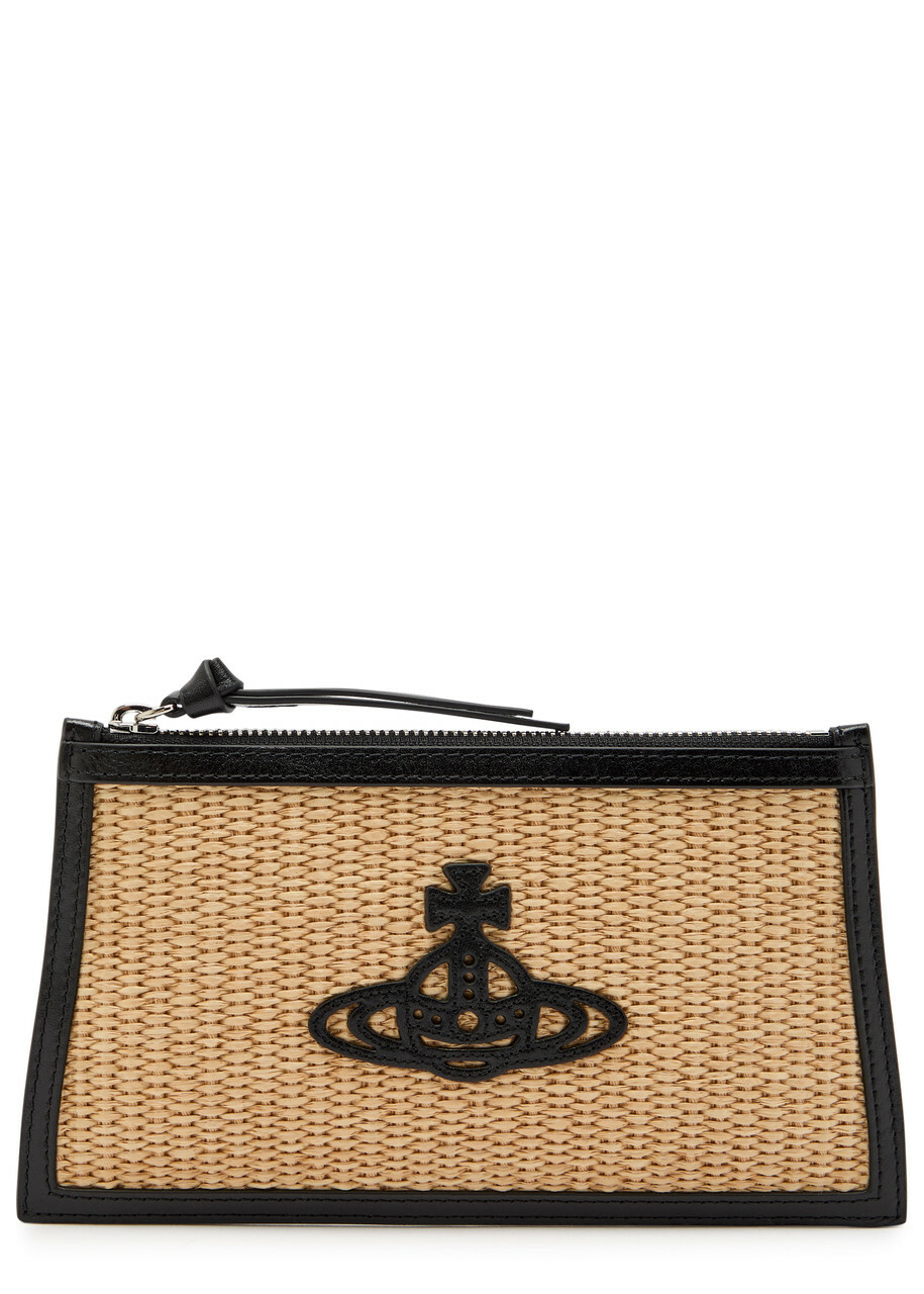 Vivienne Westwood Logo-appliquéd Raffia Clutch - Natural - One Size