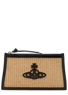 Vivienne Westwood Logo-appliquéd Raffia Clutch - Natural - One Size