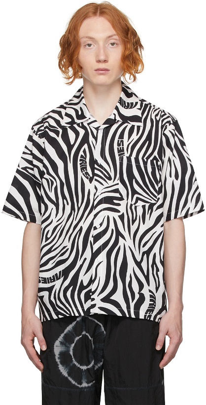 Photo: Aries White & Black Zebra Print Short Sleeve Shirt