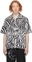 Aries White & Black Zebra Print Short Sleeve Shirt