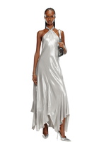 Diesel Long metallic halterneck dress - Dresses Womens in Grey