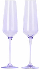 Estelle Colored Glass Purple Champagne Flute Glasses Set, 10 oz
