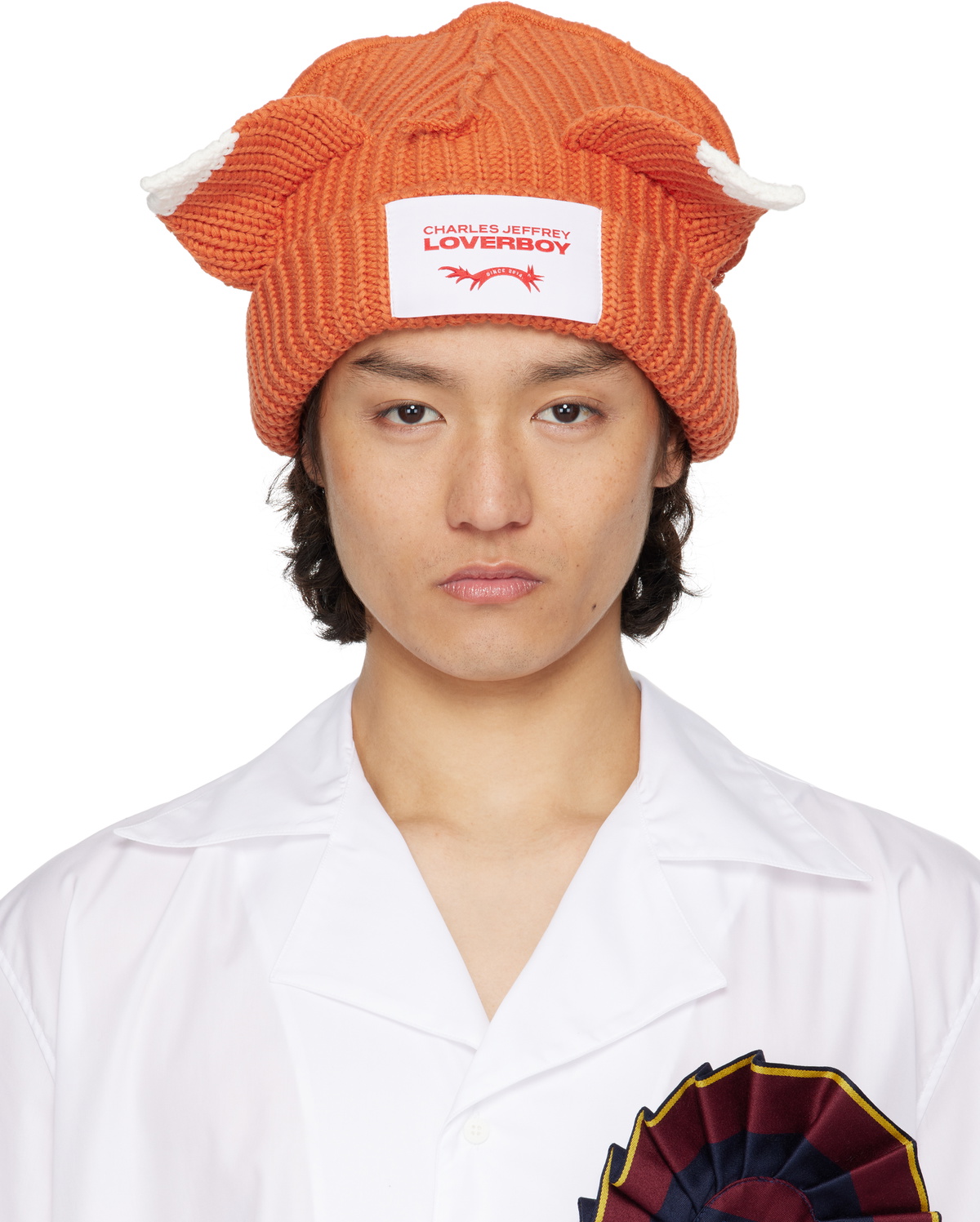 Charles Jeffrey LOVERBOY Orange Chunky Ears Beanie Charles Jeffrey