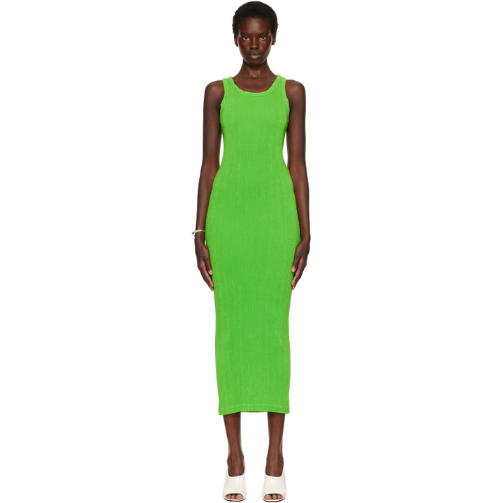 Photo: ISSEY MIYAKE Green Rill Maxi Dress