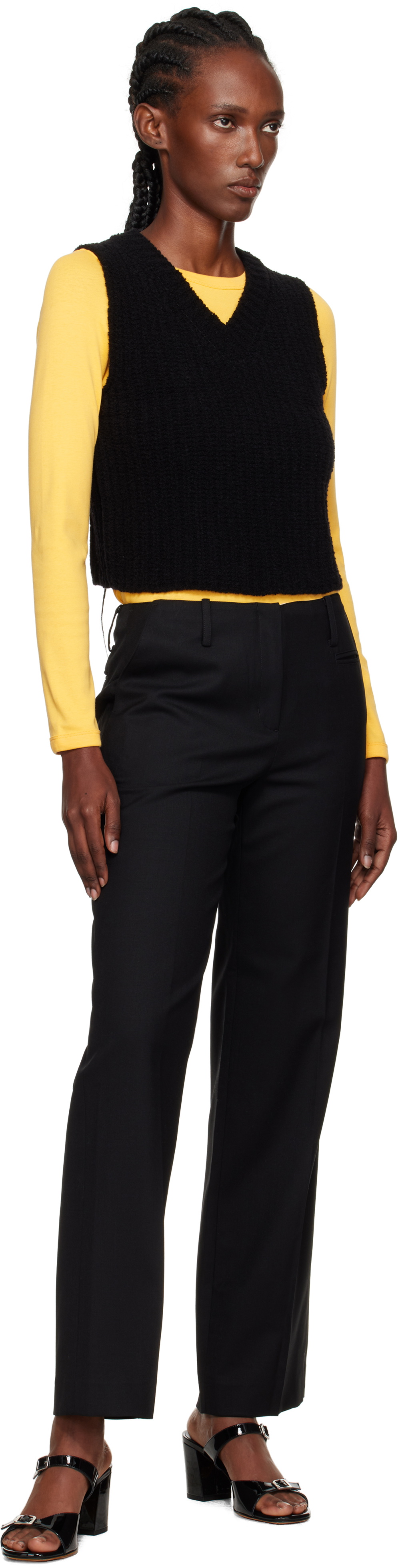 Nothing Written Black Low-Rise Tailored Wool Trousers