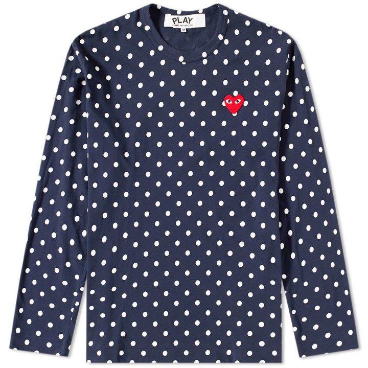 Photo: Comme des Garcons Play Long Sleeve Polka Dot Tee Blue