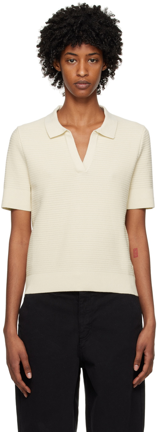 Sunspel Off-White Textured Polo