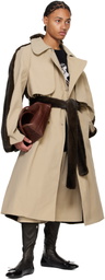 ABRA Beige & Brown Hybrid Faux-Fur Trench Coat