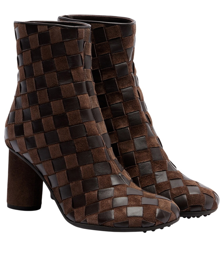 Photo: Bottega Veneta Atomic Intrecciato 75 leather and suede ankle boots