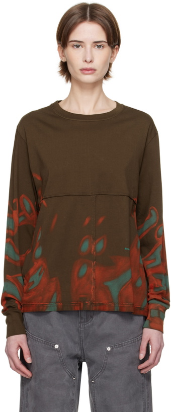 Photo: Eckhaus Latta Brown Lapped Long Sleeve T-shirt