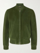 TOM FORD - Perforated Suede Bomber Jacket - Green