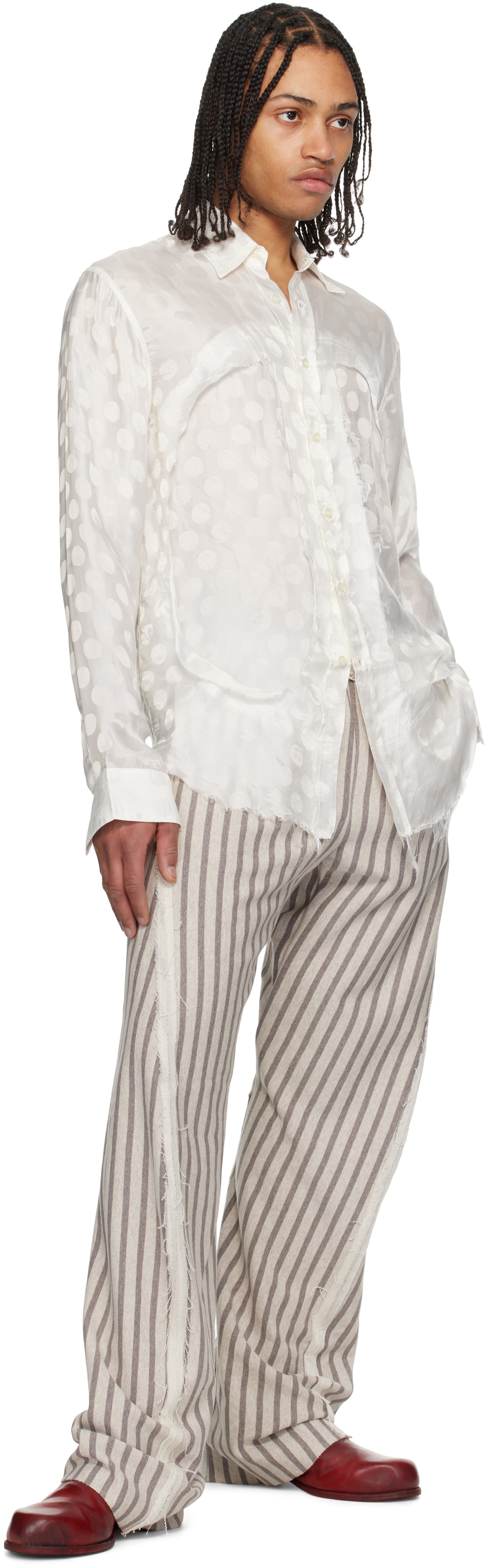 Edward Cuming Gray Stripe Twisted Sweatpants