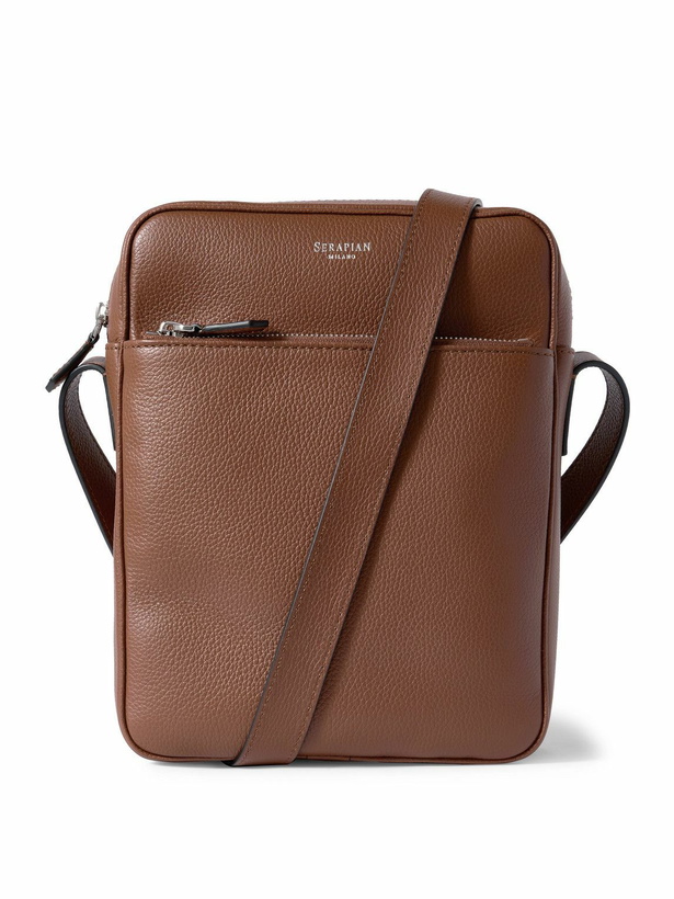 Photo: Serapian - North South Leather-Trimmed Logo-Print Coated-Canvas Messenger Bag