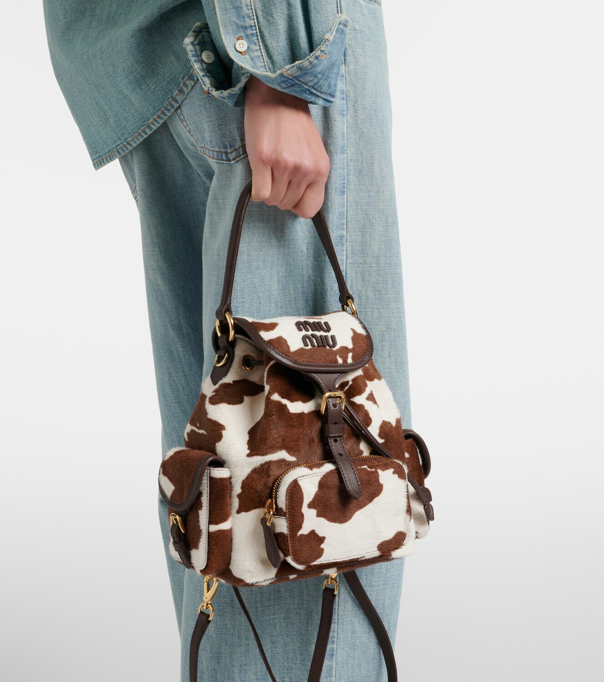 Miu Miu Cow-print calf hair backpack