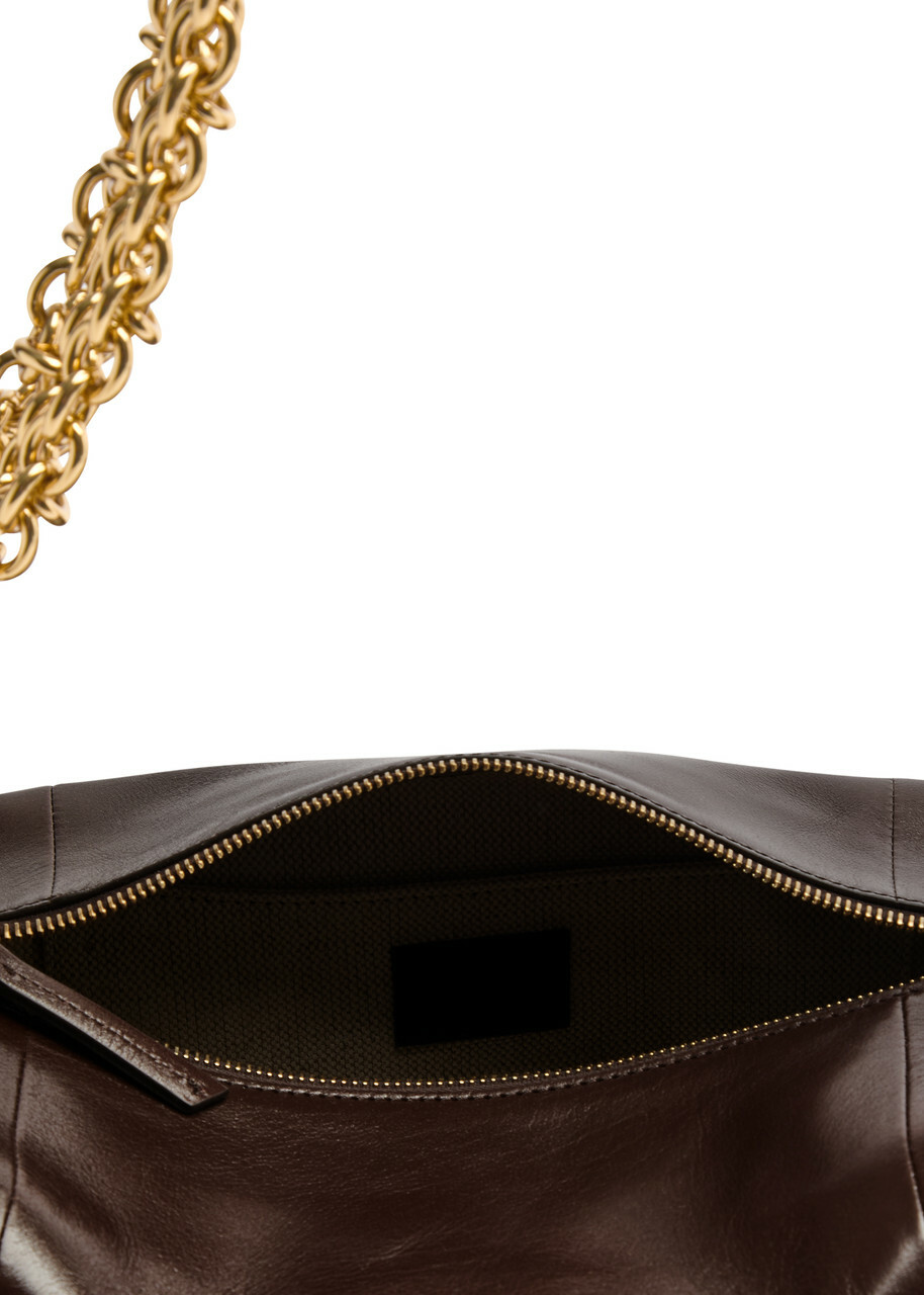 Chloe Glossed Leather Camera bag - Dark Brown - One Size